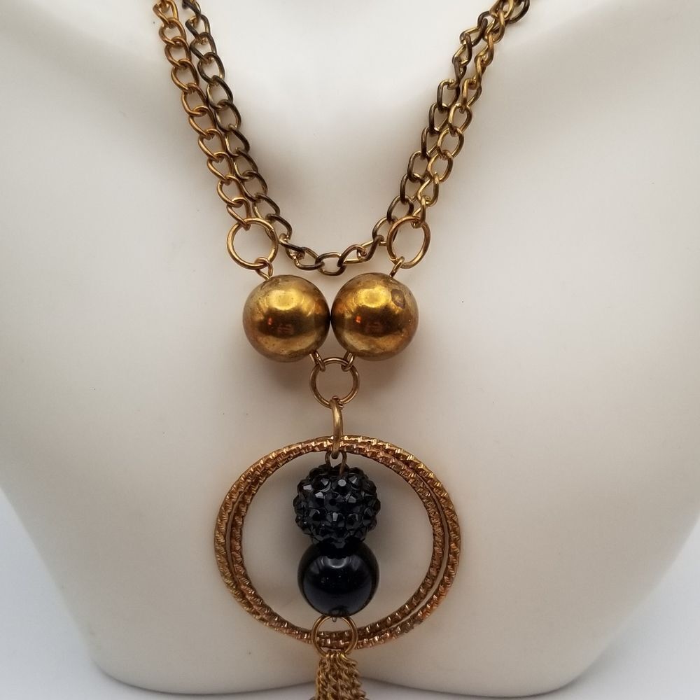 Tibetan  amulet styled gold tone chain necklace royal statement🤩 H